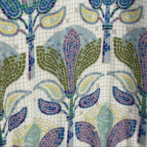 Etcetera Floral Mosaic Print Halter Self Tie Mini Dress Keyhole Size 00 - Picture 15 of 16